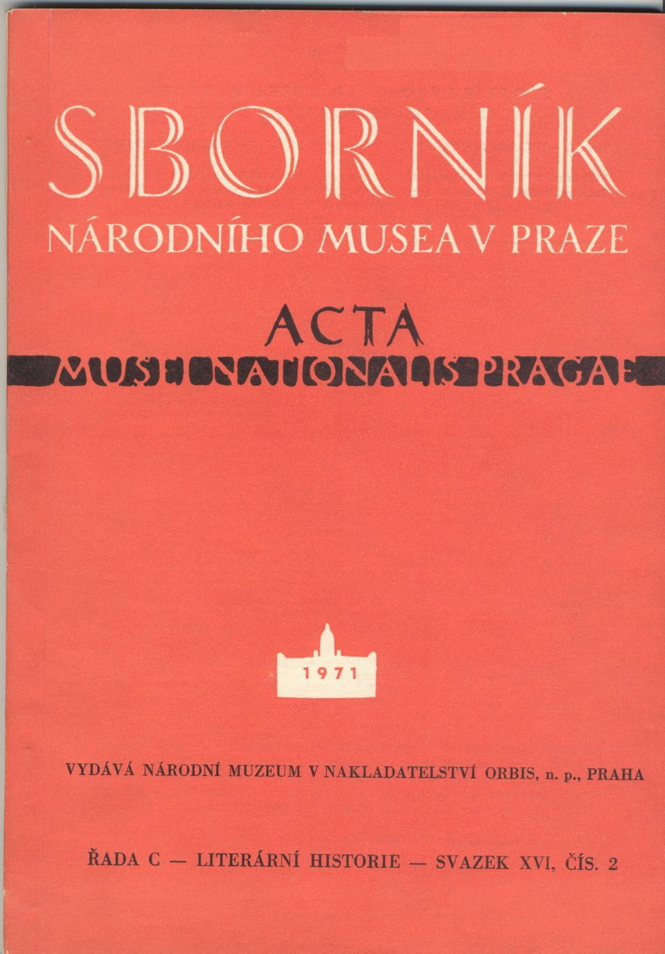 Obálka ročníku XVI, 1971